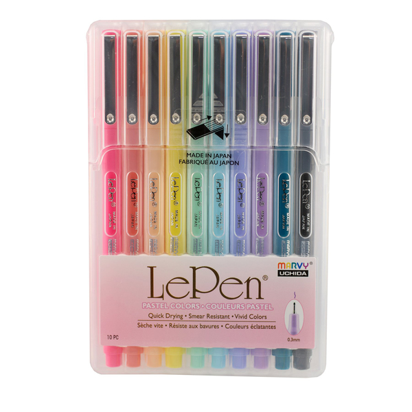 Marvy Uchida LePen Micro-Fine Point Pen, Pastel, 10 Colors 4300_10P